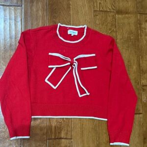 Size Large Day and Moon Red Bow Sweater